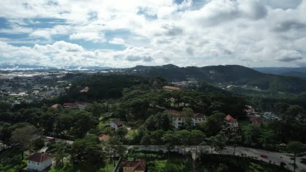 View Dalat City Vietnam Drone Angle Lat City Located Valley — Video Stock