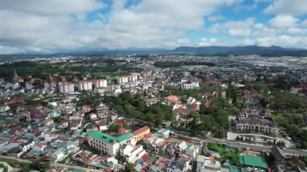 View Dalat City Vietnam Drone Angle Lat City Located Valley — 图库视频影像