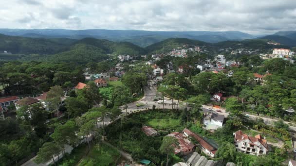 View Dalat City Vietnam Drone Angle Lat City Located Valley — Stock Video