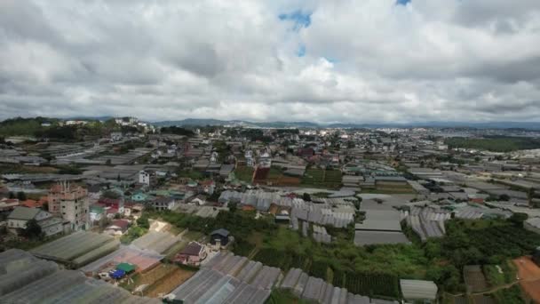 View Dalat City Vietnam Drone Angle Lat City Located Valley — Video