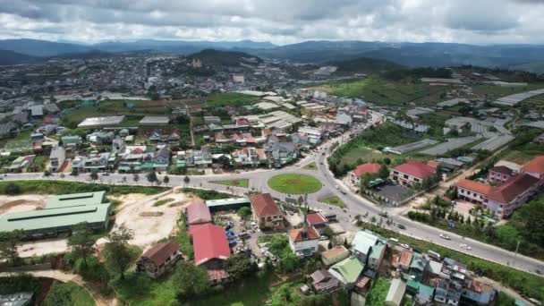 View Dalat City Vietnam Drone Angle Lat City Located Valley — Video Stock