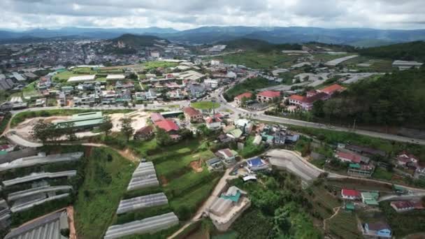View Dalat City Vietnam Drone Angle Lat City Located Valley — Stok Video