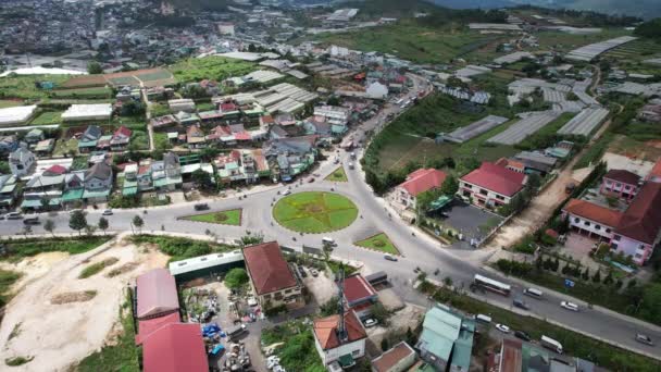 View Dalat City Vietnam Drone Angle Lat City Located Valley — 图库视频影像