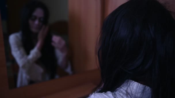 Portrait Femme Asiatique Maquillage Fantôme Scène Horreur Effrayant Pour Arrière — Video