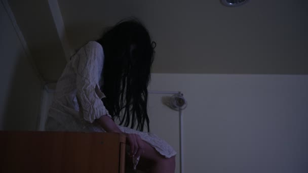Retrato Mulher Asiática Compõem Fantasma Cena Terror Assustador Para Fundo — Vídeo de Stock