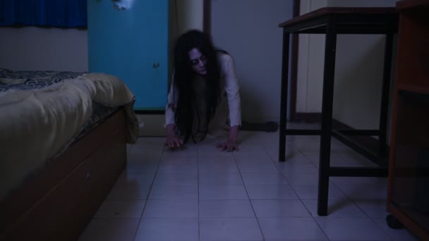 Ritratto Donna Asiatica Compongono Fantasma Spaventosa Scena Horror Sfondo Concetto — Video Stock
