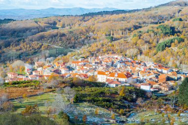 Garganta village of the Ambroz valley in autumn, Extremadura clipart