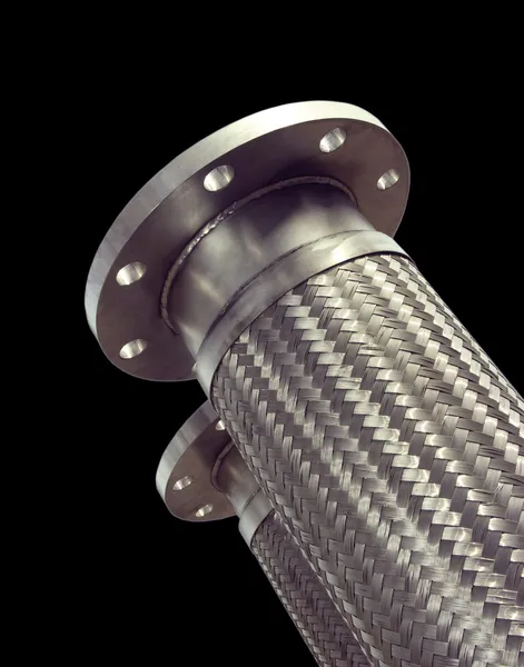 Tubo metallico ondulato intrecciato in acciaio inossidabile . — Foto Stock