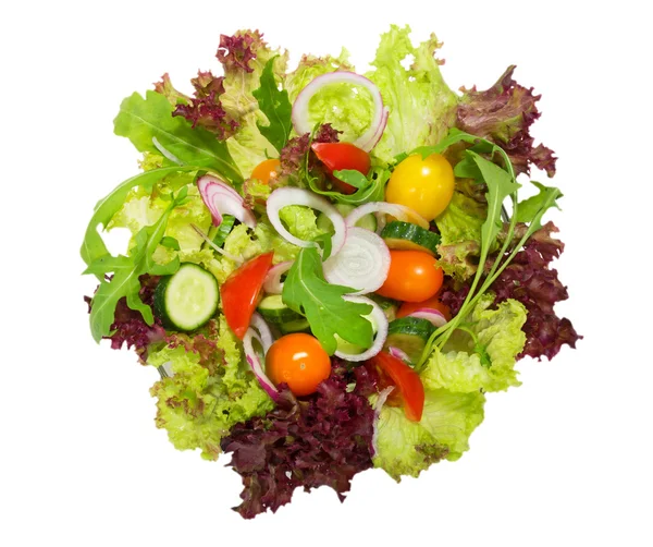 Salade de légumes frais isolée sur blanc. Vue supérieure . — Photo