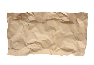 Kağıt kaplama düz. Buruşuk kahverengi kağıt çarşaf. Gıda yemeği izole.