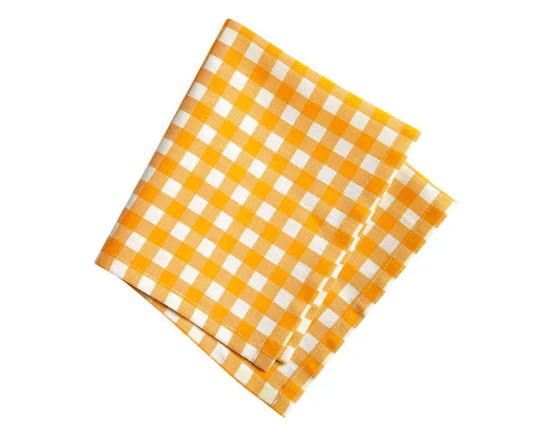 Yellow Checkered Dishcloth Food Design Element Isolated Kitchen Cloth Gingham — Stock Photo, Image