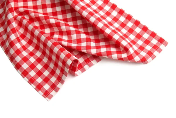 粉砕されたナプキン食品広告要素 小切手の赤い布 ピクニックタオルを隔離 伝統的な国の食器 ギンガムの服 — ストック写真