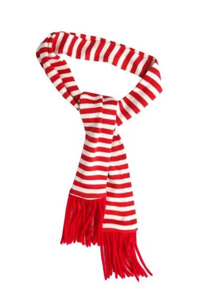 赤いクリスマススカーフ 孤立した 新年の装飾要素 サンタの服 衣装の装飾 — ストック写真