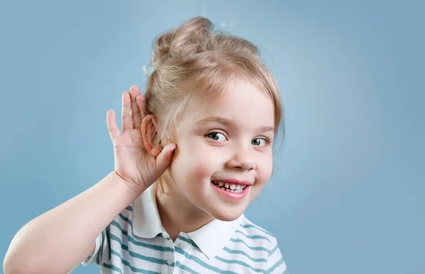 Child Hear Hearing Loss Symptoms Treatment Concept Caucasian Kid Portrait — Stock Photo, Image