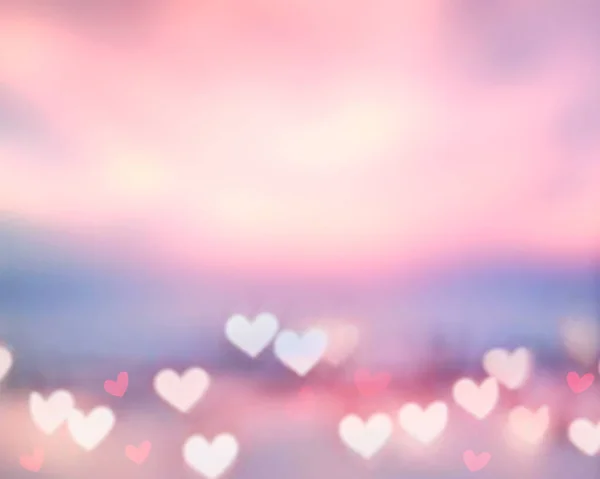 Superbe Bokeh Coucher Soleil Coeurs Flous Texture Valentine Background Romantic — Photo