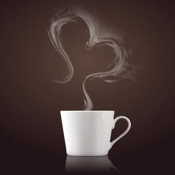 Чашка кофе с паром в форме сердца Стоковое Изображение