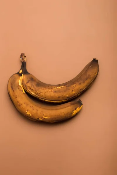 Ruttna Bananer Ljusbrun Bakgrund Överdriven Livsmedelskonsumtion Världen Sammansättning Med Bananer — Stockfoto
