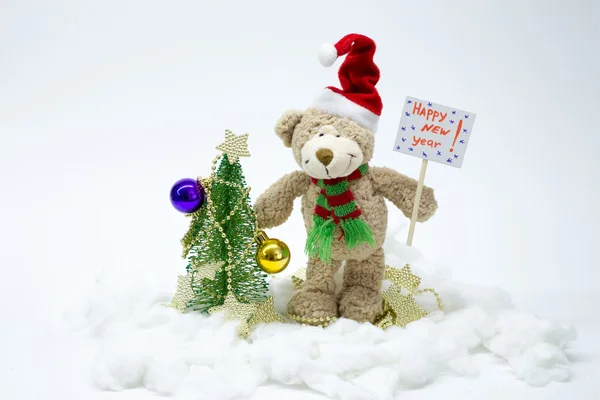 Bear dresses up Christmas tree. number 7 — Stock Photo, Image