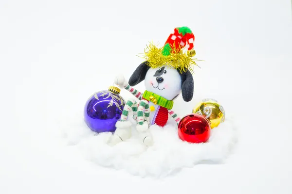 Dog christmas balls — Stock Photo, Image