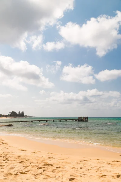 Pont jetée sur la plage de sable fin — Photo