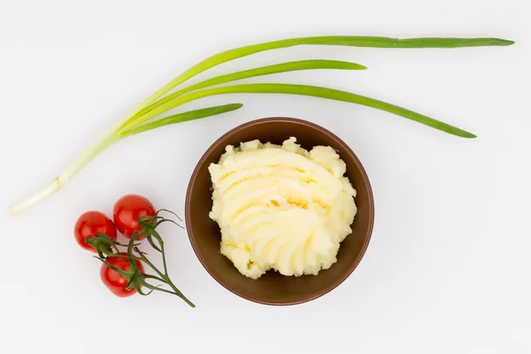 Mashed potatoes, tomatoes and green onions — Stock Photo, Image