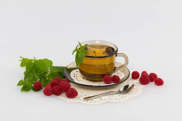 Herbata malina mięta — Zdjęcie stockowe