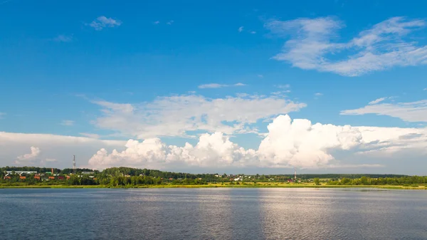 Panoramic summer river landscape — Stock Photo, Image