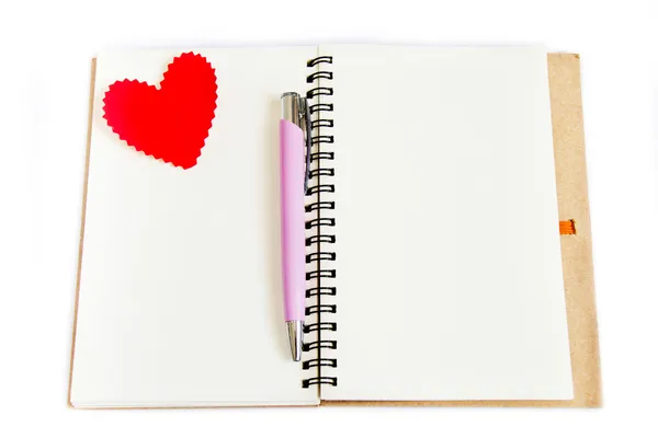 Notebook se srdcem — Stock fotografie