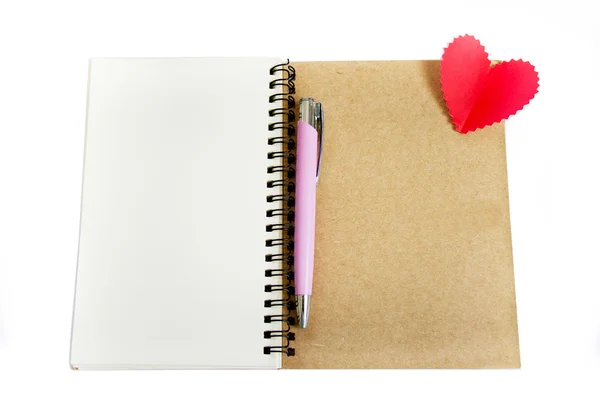 Notebook se srdcem — Stock fotografie