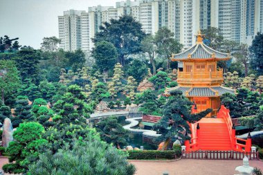 Hong Kong seyahat. Hong Kong Çin bahçede.