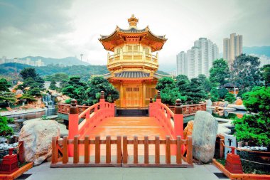 Hong Kong seyahat. Hong Kong Çin bahçede.