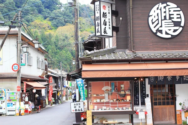 Ulica widok lokalny pasaż handlowy z przodu świątyni hasedera, słynnej świątyni w nara, Japonia — Zdjęcie stockowe