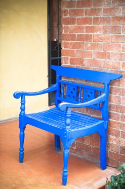 ahşap vintage mavi sandalye