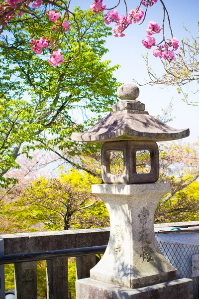 Torre de piedra linternas japonesas con sakura — Foto de Stock