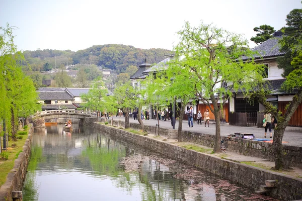 Kurashiki pięknej zabytkowej dzielnicy w okayama, Japonia — Zdjęcie stockowe