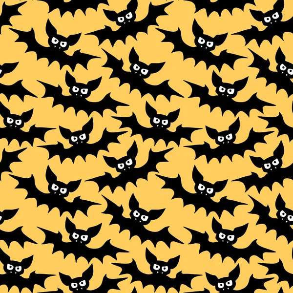Vektorflygande Vampyrfladdermöss Sömlöst Mönster Halloween Bakgrunder Och Texturer Platt Tecknad — Stock vektor