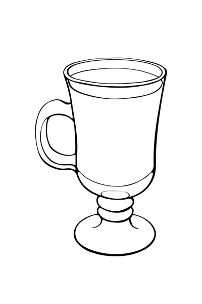 Векторное Стекло Горячих Напитков Тонкой Линии Стиле Каракулей Чай Кофе — стоковый вектор