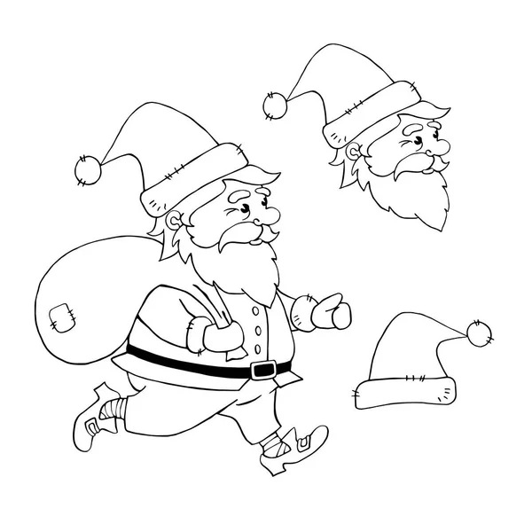 Święty Mikołaj Ilustracja Rysunku Konturu Wektora Nowy Rok Boże Narodzenie — Wektor stockowy