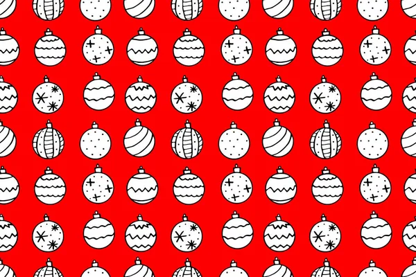 Vector Seamless Pattern Christmas Tree Balls New Year Xmas Backgrounds — Stock Vector