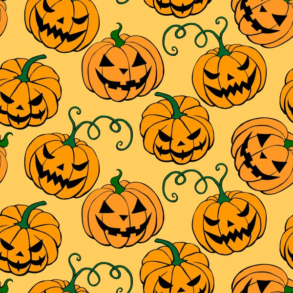 Vector Nahtloses Muster Mit Kürbissen Jack Lantern Halloween Hintergründe Und — Stockvektor