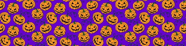 Vector Seamless Pattern Pumpkins Jack Lantern Halloween Backgrounds Textures Flat — Stock Vector