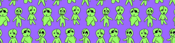 Patrón Sin Costuras Vectorial Con Zombies Lindos Estilo Dibujos Animados — Archivo Imágenes Vectoriales