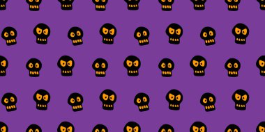 Kafatasları kusursuz. İlkel çizgi film düz stili. Cadılar Bayramı temalı arka plan ve doku, tehlike, ölüm, savaş, zehir. Kumaş, ambalaj, parti, poster, afiş.