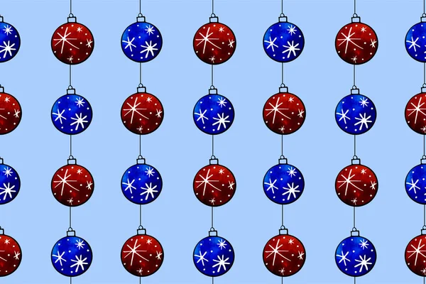 Patrón Sin Costuras Con Colgante Acuarela Bolas Árbol Navidad Dibujado — Foto de Stock