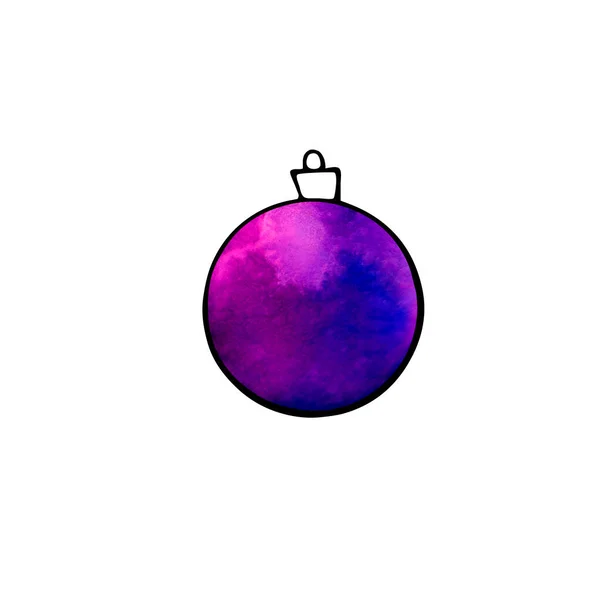 Seamless Pattern Watercolor Christmas Tree Balls Hand Drawn New Year — Stock Photo, Image