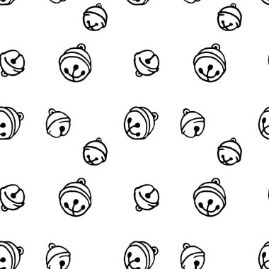 Kusursuz kontür çanları. Elle çizilmiş Noel ve yeni yıl arkaplanları ve karalama tarzında dokular.