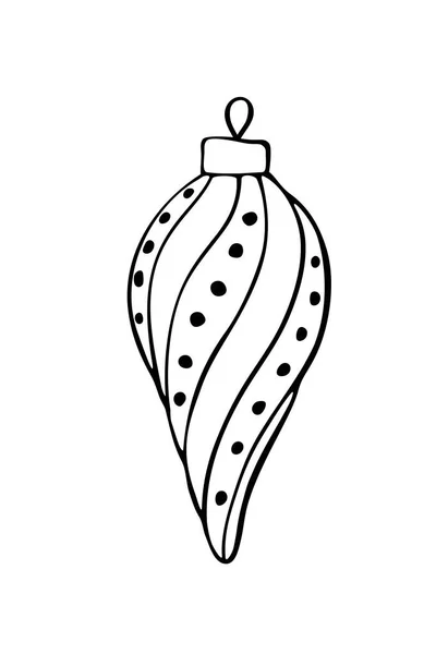 Vektor Konturspielzeug Aus Glas Dekoration Für Weihnachtsbaum Doodle Stil Clipart — Stockvektor