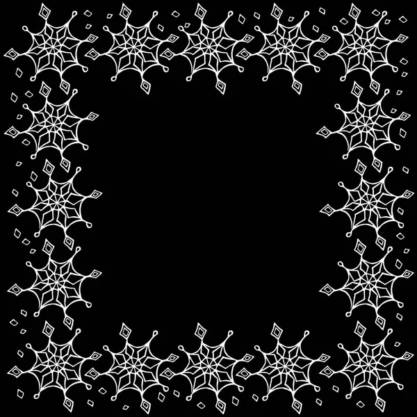 Winter Vector Frame Snowflakes Hand Drawn Border Isolated Background Backdrop — Stock Vector