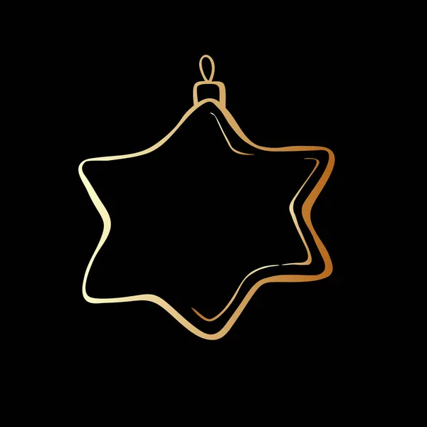 Vector Contorneado Juguete Dorado Decoración Forma Estrella Para Árbol Navidad — Vector de stock