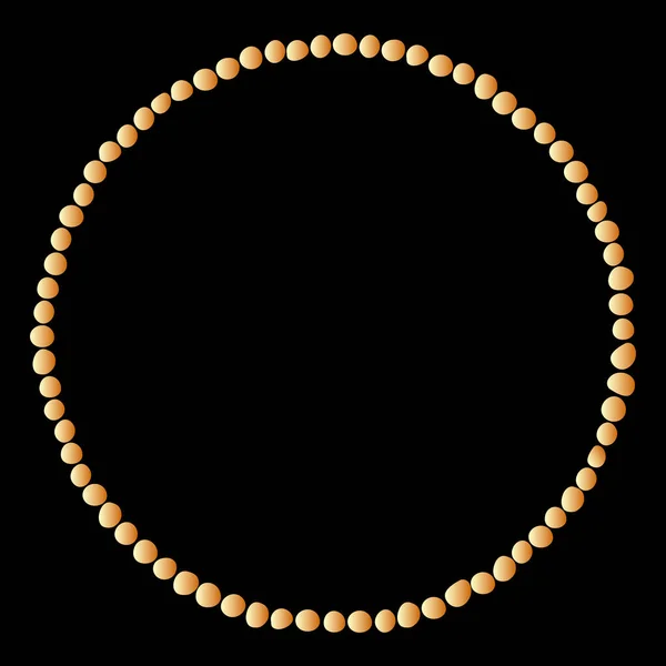 用圆点 圆圈构成的向量圆形的金相框 简朴的装帧 平面图案 与黑色背景隔离 — 图库矢量图片